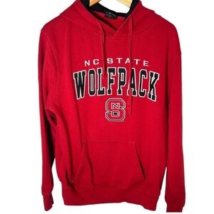NC State Wolfpack Red Pullover Hoodie Sweatshirt Mens Sz M Medium Colosseum